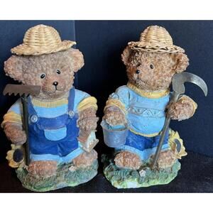 Vintage Lot of 2 Adorable K’s Collection Teddy Bear Working Gardening Figurines